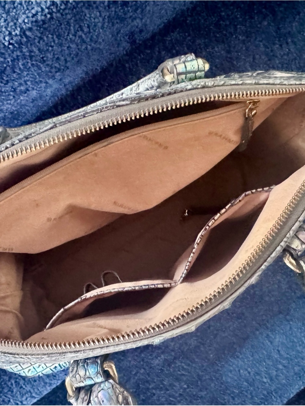 Brahmin Iridescent Croc-Embossed Satchel in Multi-Tone Metallic - Picture 3 of 4
